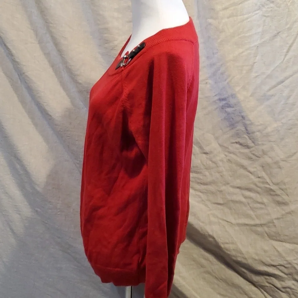 Ralph Lauren Swoop Neck Sweater w/Leather Detail SZ LG